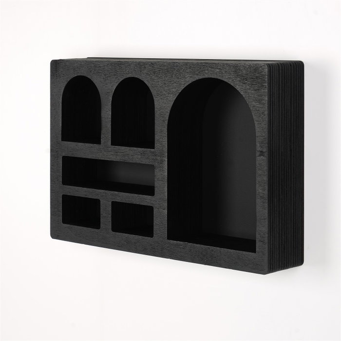 Hanah Home Estantería de Pared de Madera Maciza Negro Cry003-S